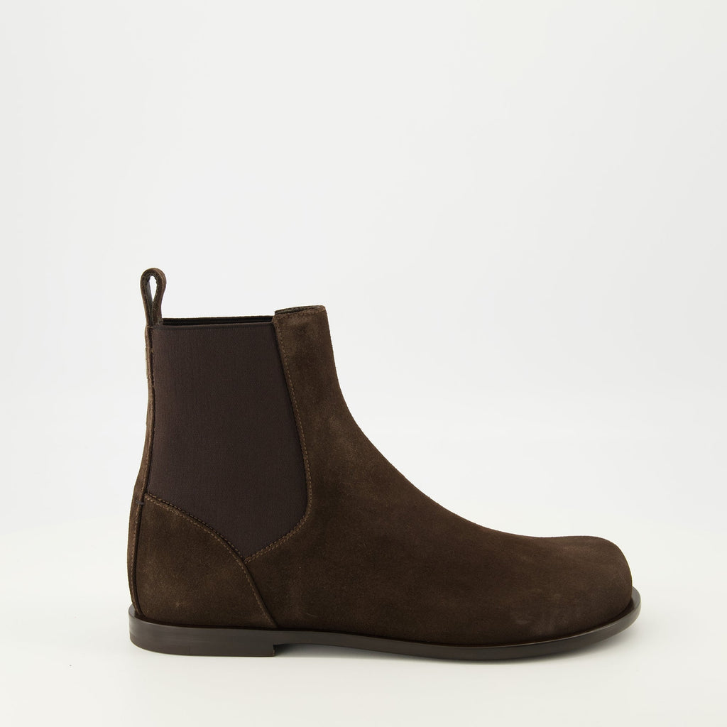 Fendi Chelsea Boots, FF Squared, brown suede boots, pull-on boots, premium footwear