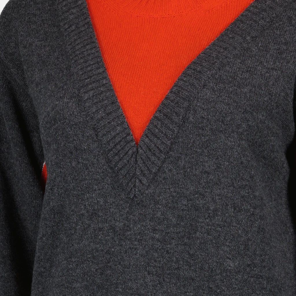 bi-color pullover, Rabanne knitwear, wool cashmere blend, Autumn-Winter 2025, elegant pullover