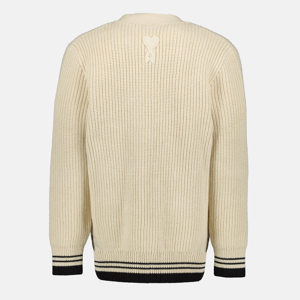 Bilde av cardigan ami paris beige fra Ami PARIS for Unisex - Sesong Vår-Sommer 2026 - Bakvisning