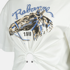 white t-shirt, horse print, Rabanne, cotton t-shirt, Spring-Summer 2025