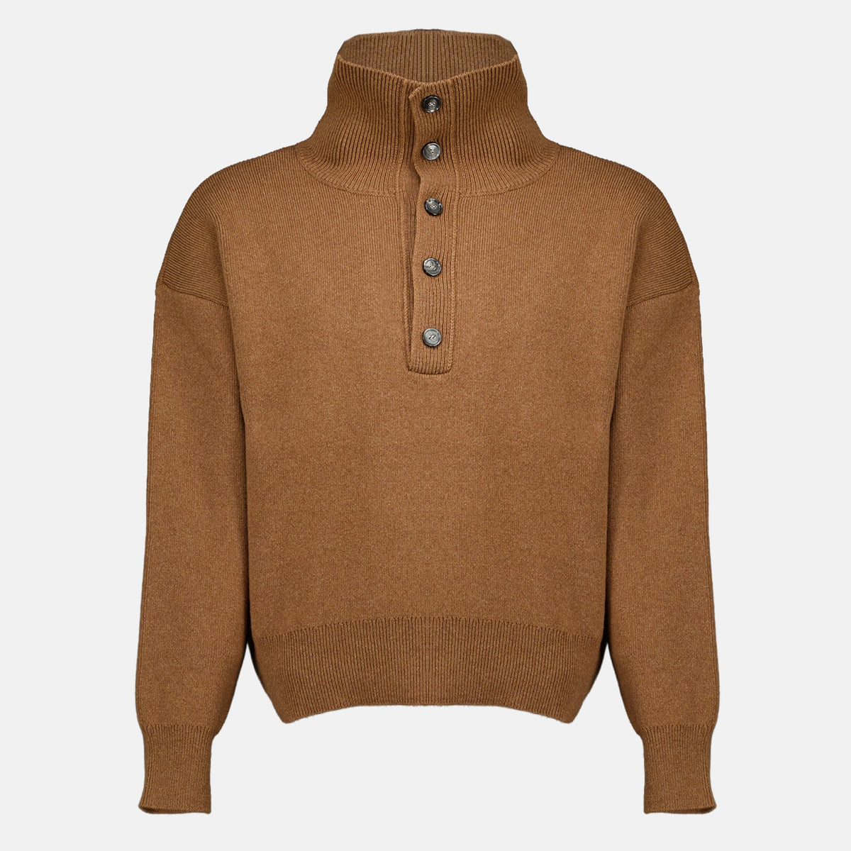Maglione beige in maglia con collo alto