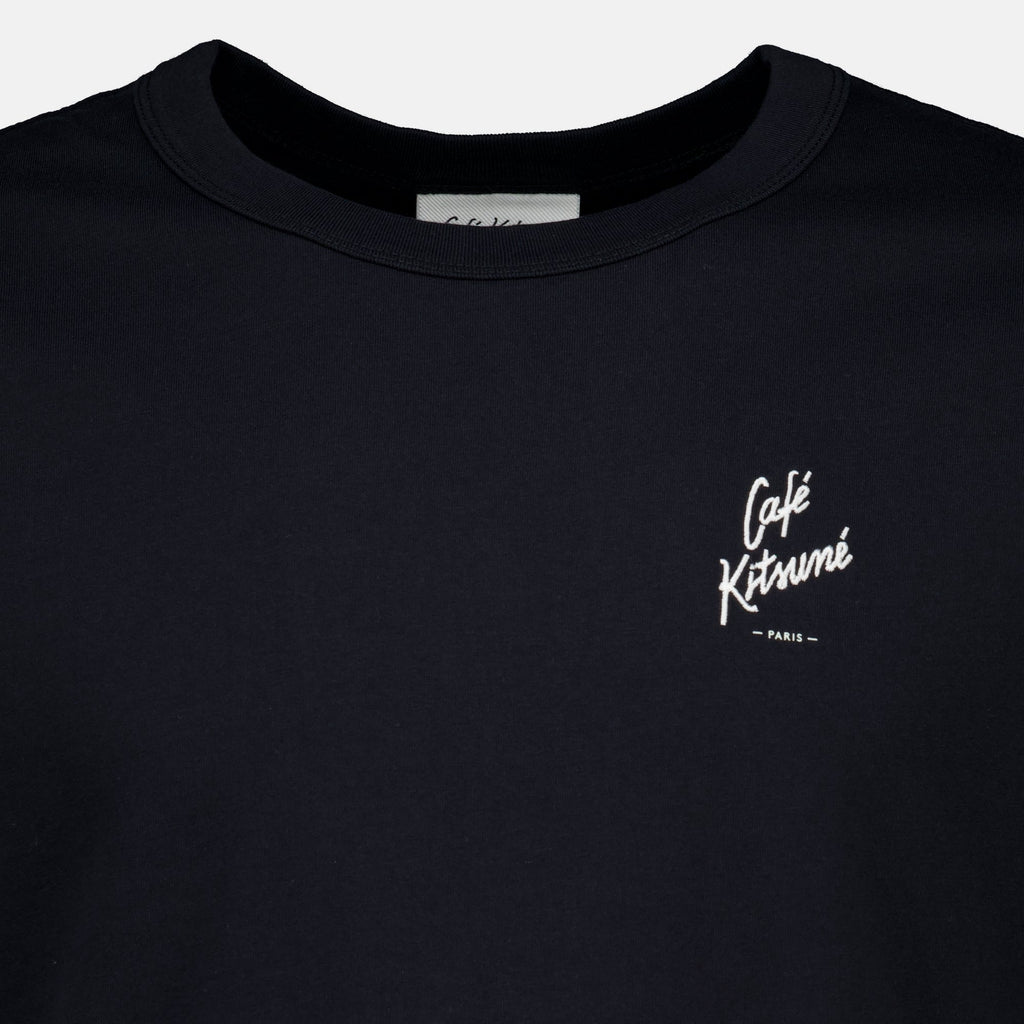 Black Embroidered T-Shirt - Maison Kitsuné