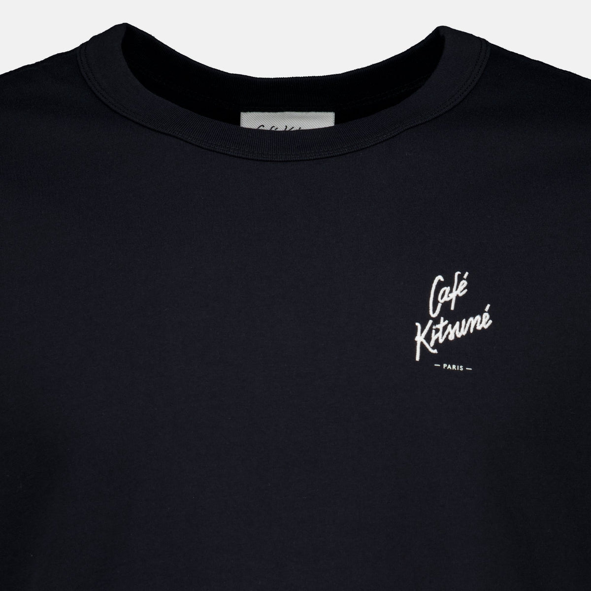 Black Embroidered T-Shirt - Maison Kitsuné