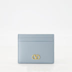 VLogo card holder, Valentino Garavani, blue leather accessory, designer card holder, luxury accessories