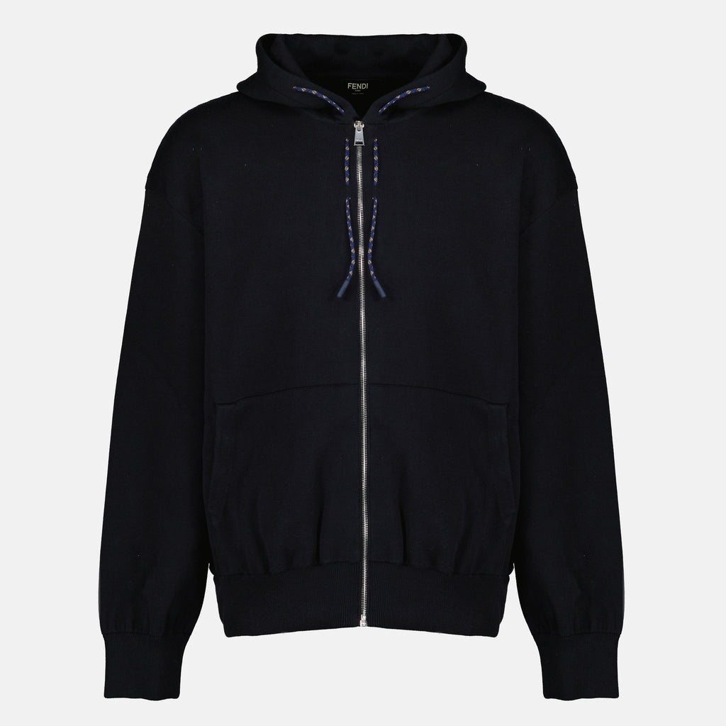 Bilde av cashmere-zip-hoodie fra Fendi for menn - Sesong Vår-Sommer 2026 - Frontalvisning