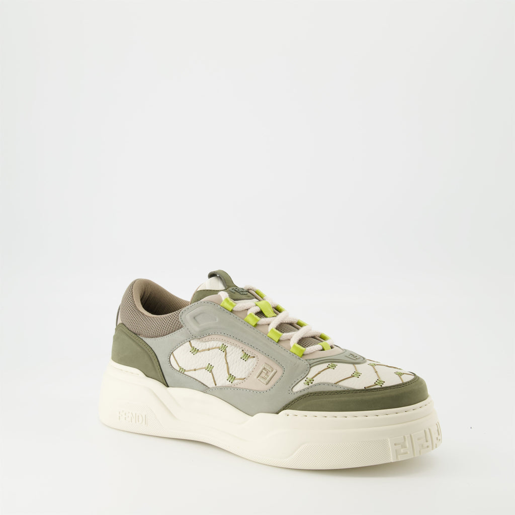 Fendi Force Sneakers, Green Sneakers, Luxury Sneakers, Grained Leather Sneakers, Summer Footwear