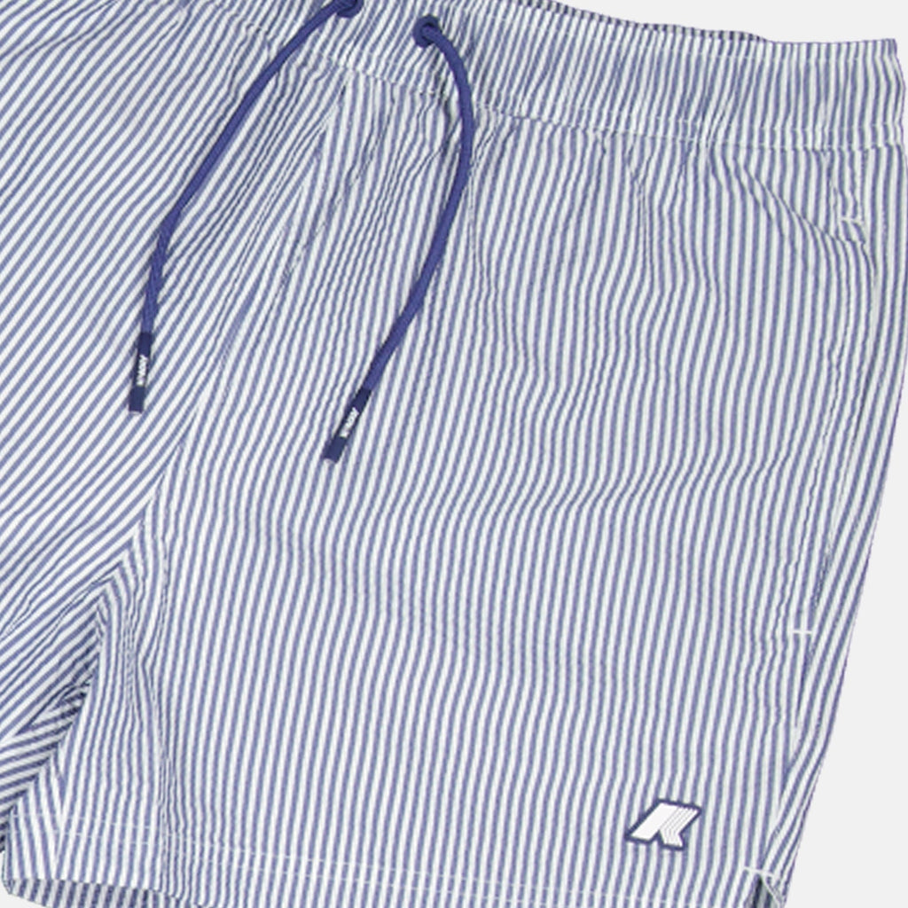 swim shorts, seersucker swimwear, striped swimwear, summer essentials, beachwear