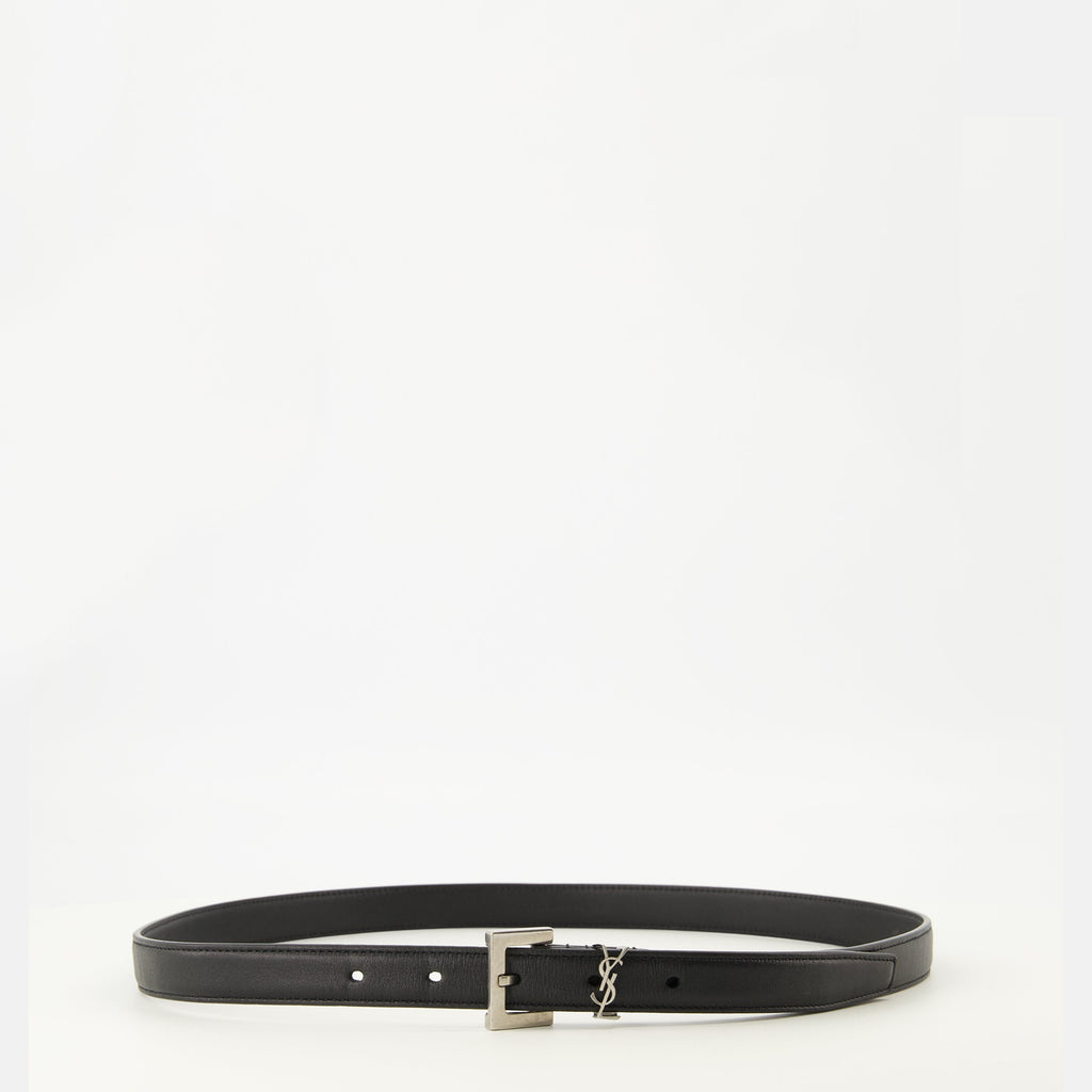 Saint Laurent belt, black leather accessory, adjustable belt, luxury belts, designer accessories