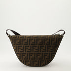 Fendi Melon bag, luxury shoulder bag, embroidered canvas bag, FF print bag, adjustable strap bag
