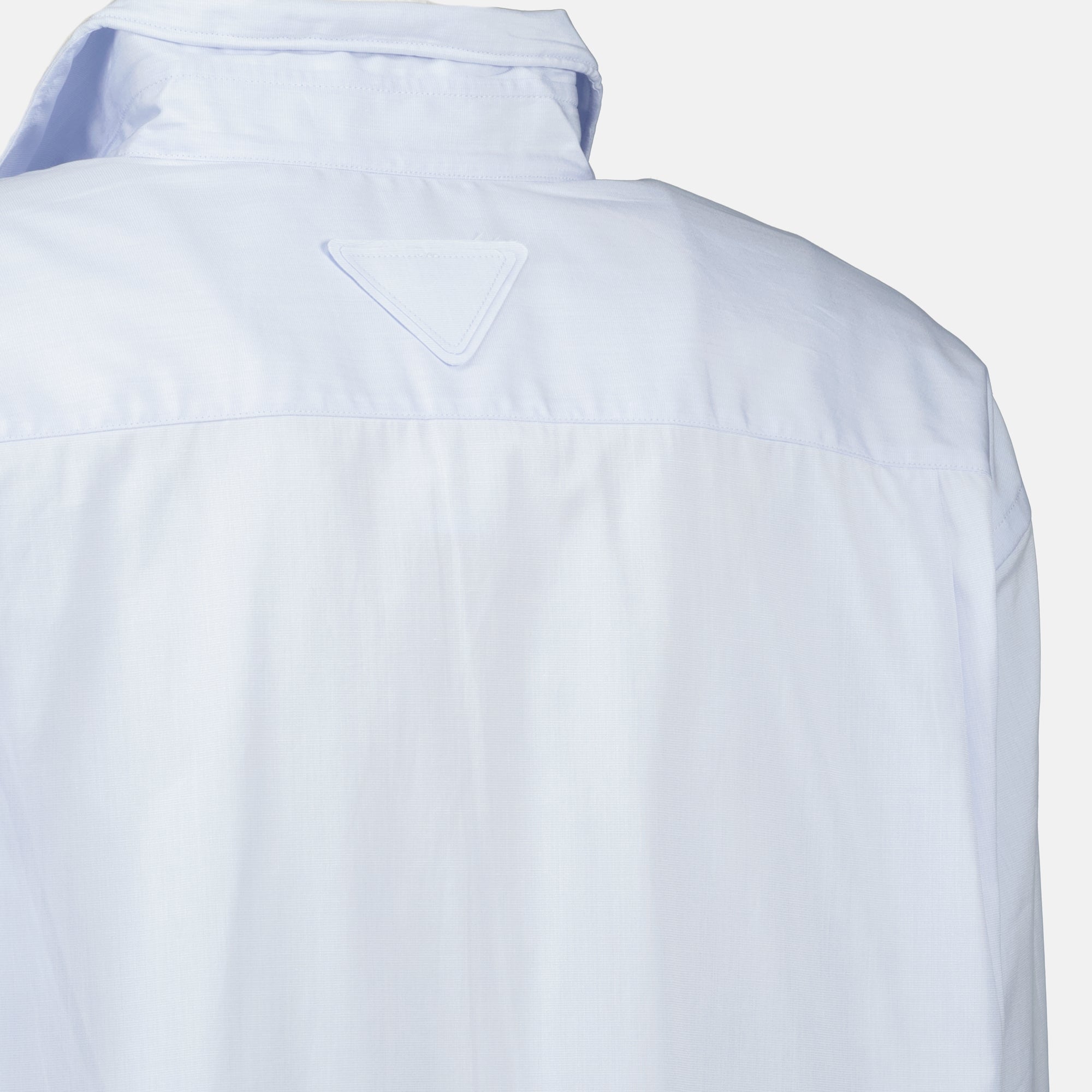 Prada shirt, blue cotton shirt, women's clothing, luxury fashion, refined design