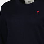 Image of Ami de coeur Pull Navy Blue by Ami PARIS for Women - Season Autumn-Winter 2025 - Detail View 5