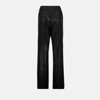 black trousers, fluid trousers, satin finish, P-Dreyer, women's fashion