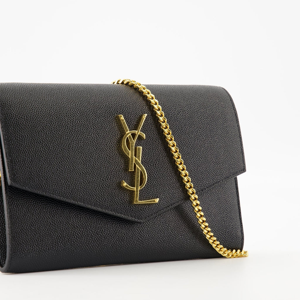 Uptown Chain Pouch, Saint Laurent accessories, leather pouch, designer clutch, elegant handbags