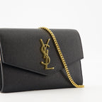 Uptown Chain Pouch, Saint Laurent accessories, leather pouch, designer clutch, elegant handbags