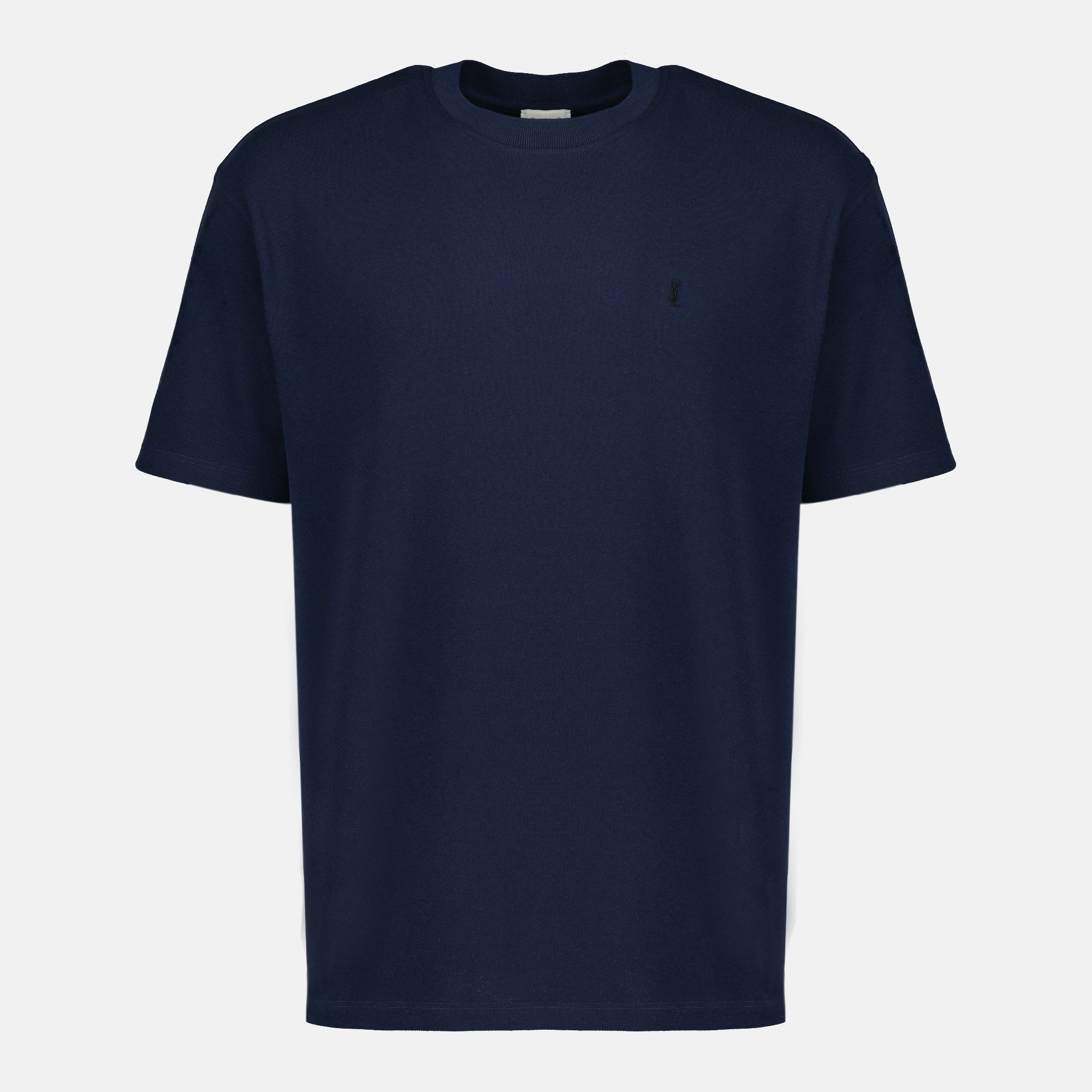 Image of t-shirt ysl bleu foncé by Saint Laurent for Men - Season Spring-Summer 2026 - Front View