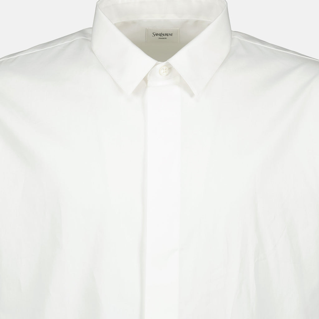 Saint Laurent shirt, Cotton poplin shirt, White shirt, Fashion shirt, Men's shirt