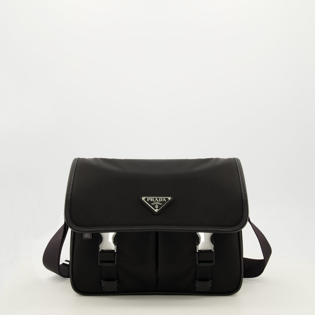 Image du sac Re-Nylon et cuir par Prada pour hommes - Saison Printemps-Été 2026 - Vue de face