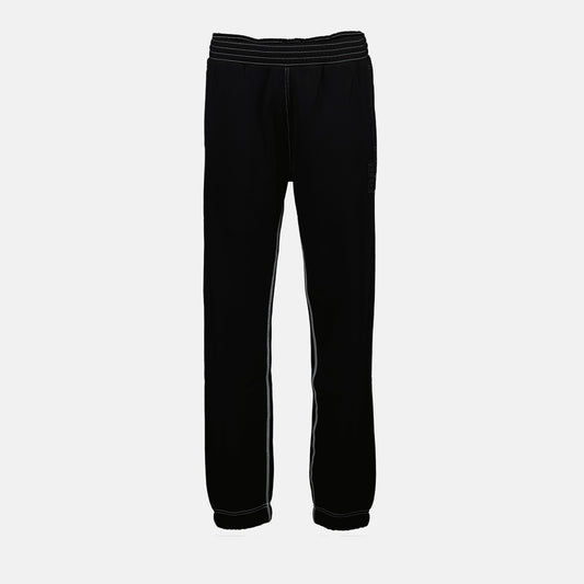 black cotton jogging pants, embroidered logo pants, straight fit joggers, men's casual pants, designer cotton joggers