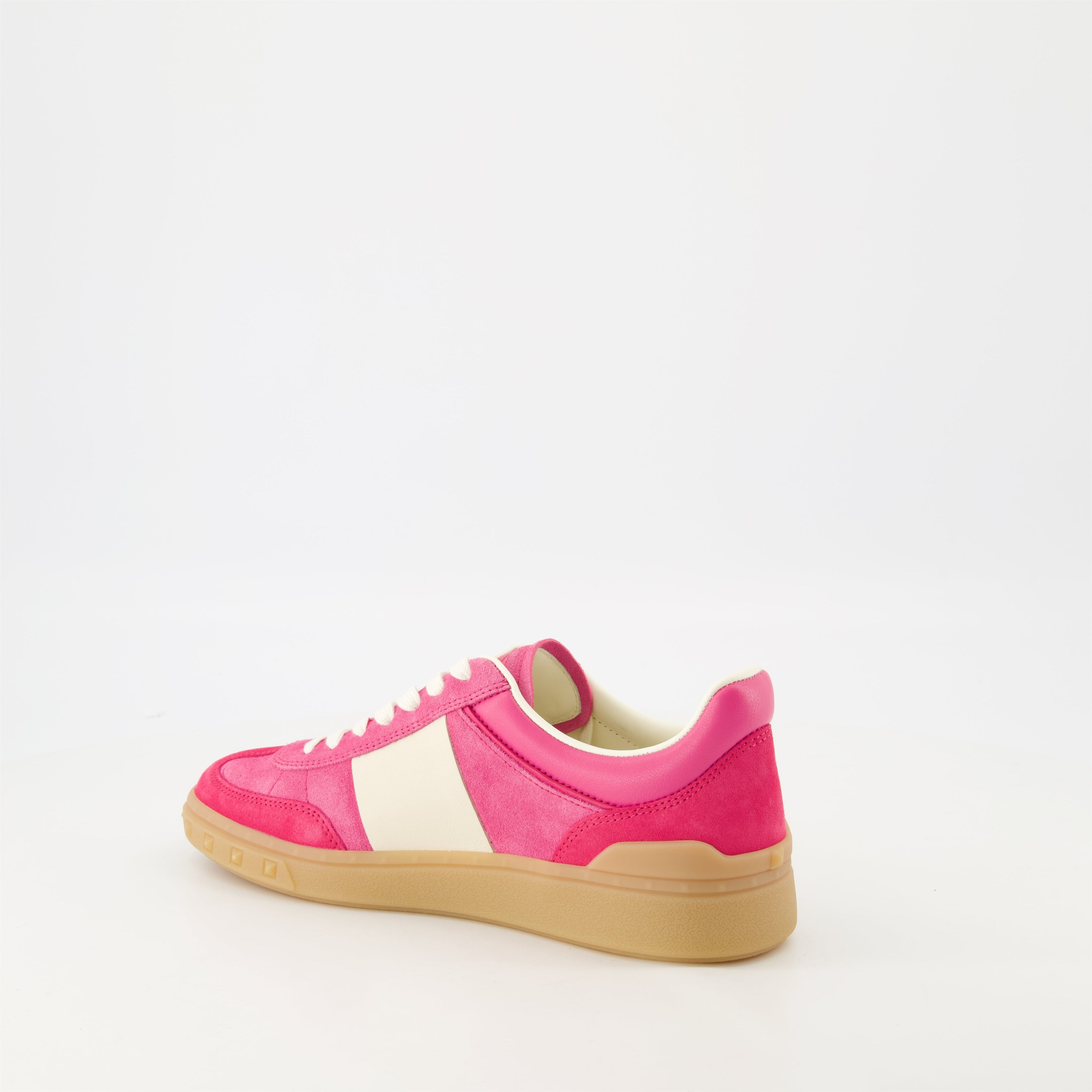 pink leather sneakers, UpVillage Crosta, Valentino Garavani, comfortable footwear, Spring-Summer collection