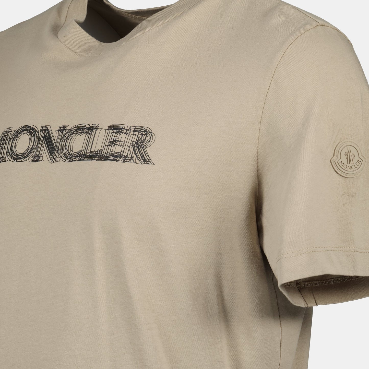 Moncler T-shirt, logo T-shirt, beige t-shirt, cotton t-shirt, casual style