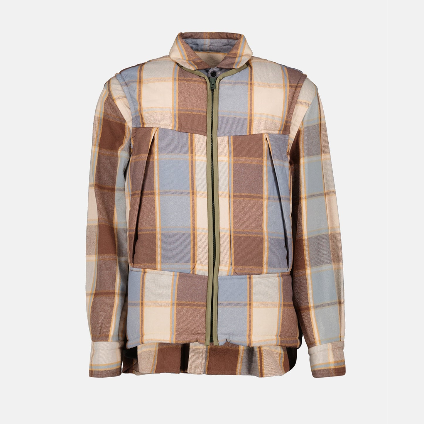 Plaid overshirt, Sacai collection, luxury fashion, premium cotton, Autumn-Winter 2024