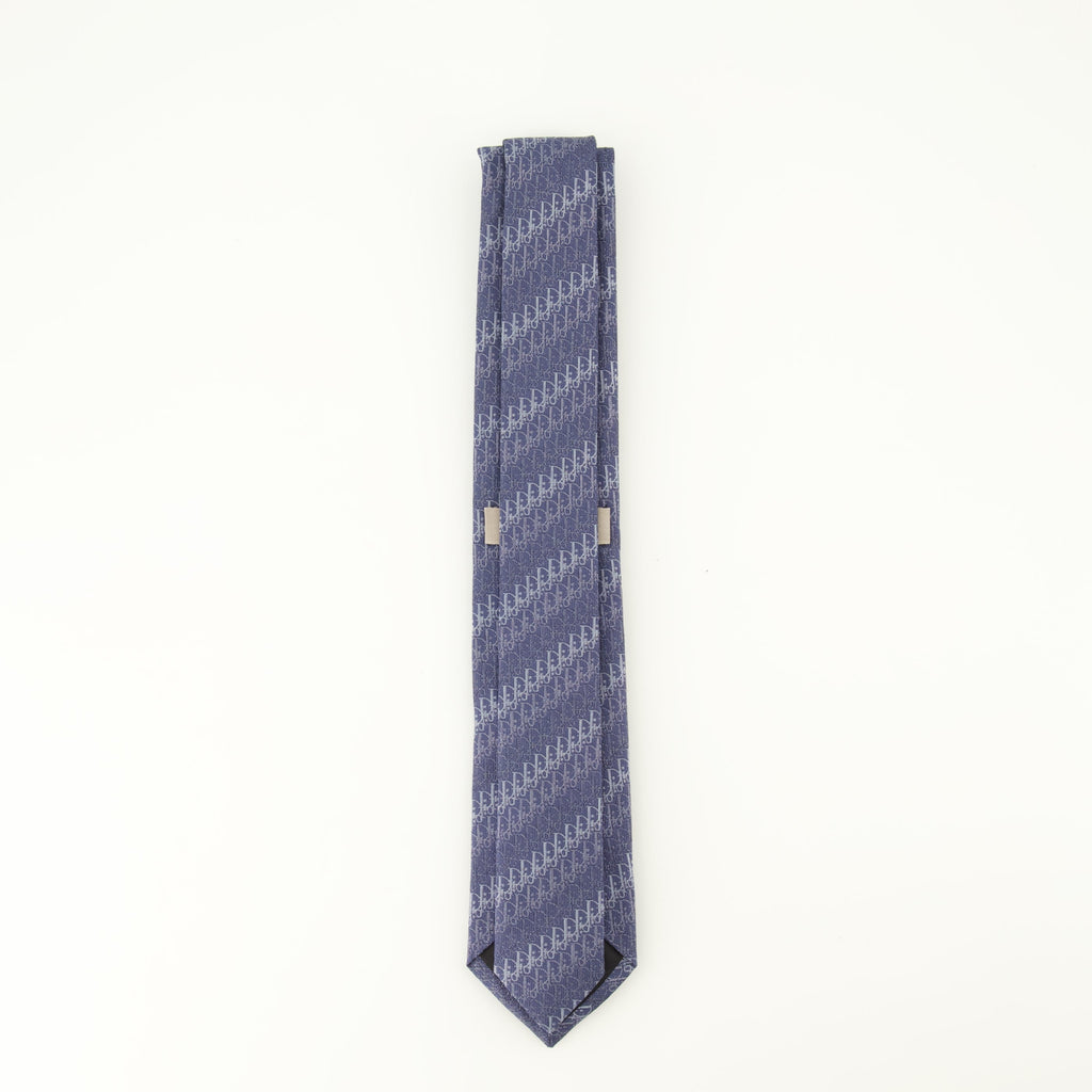 Oblique Blue Silk Tie