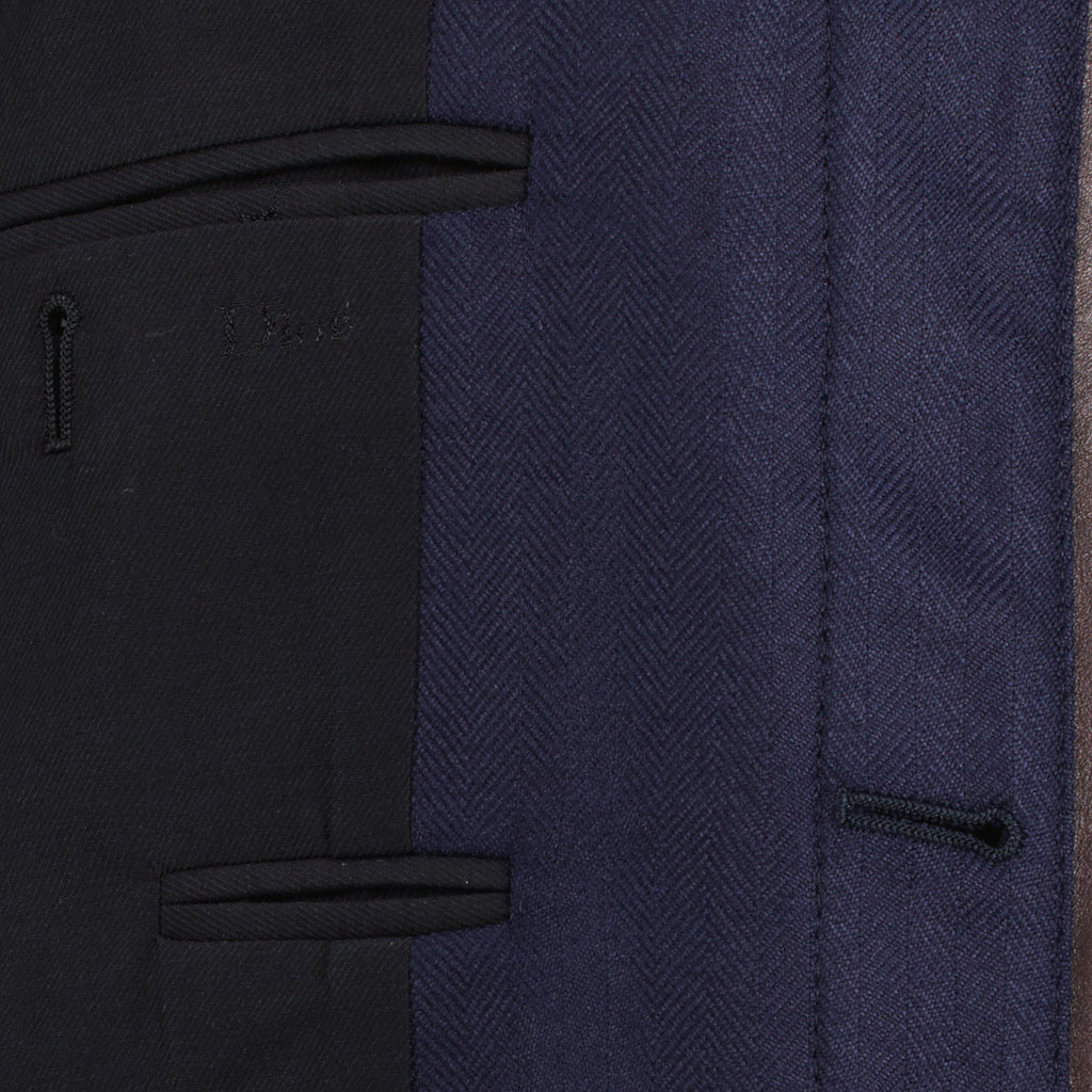 Navy Blau Leder Kragen Blouson