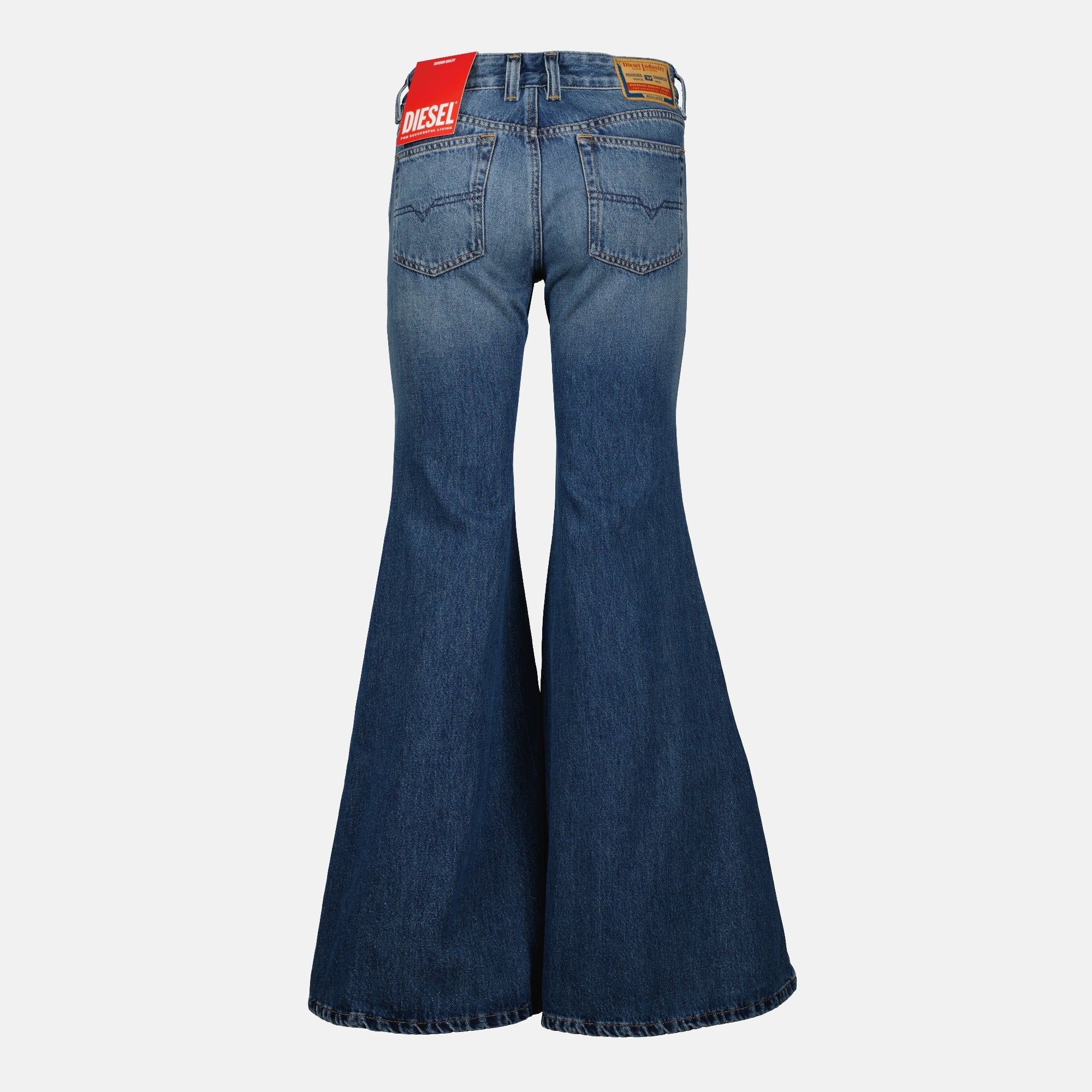 Diesel jeans, flare cut jeans, high-waisted denim, blue denim, women's jeans