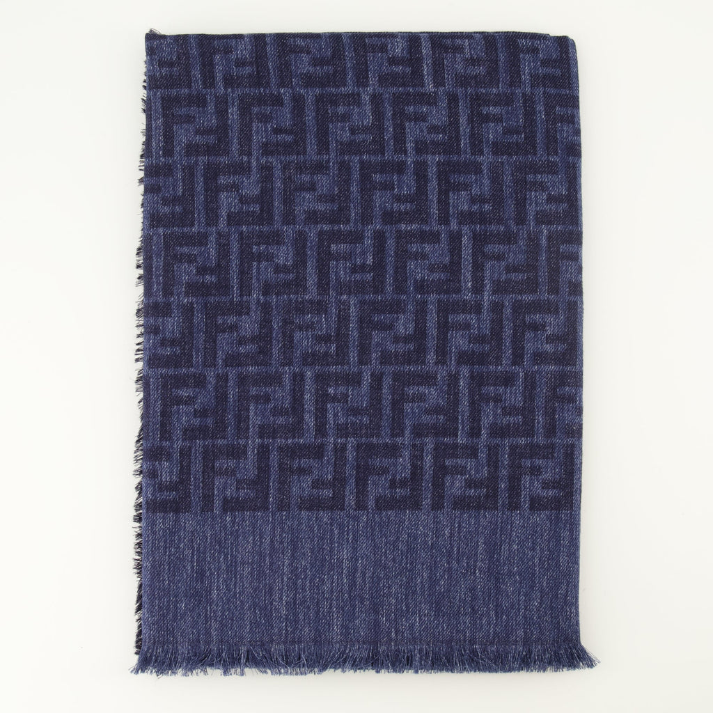 Image of Châle FF Bleu Marine by Fendi for Women - Season Spring-Summer 2026 - Back View