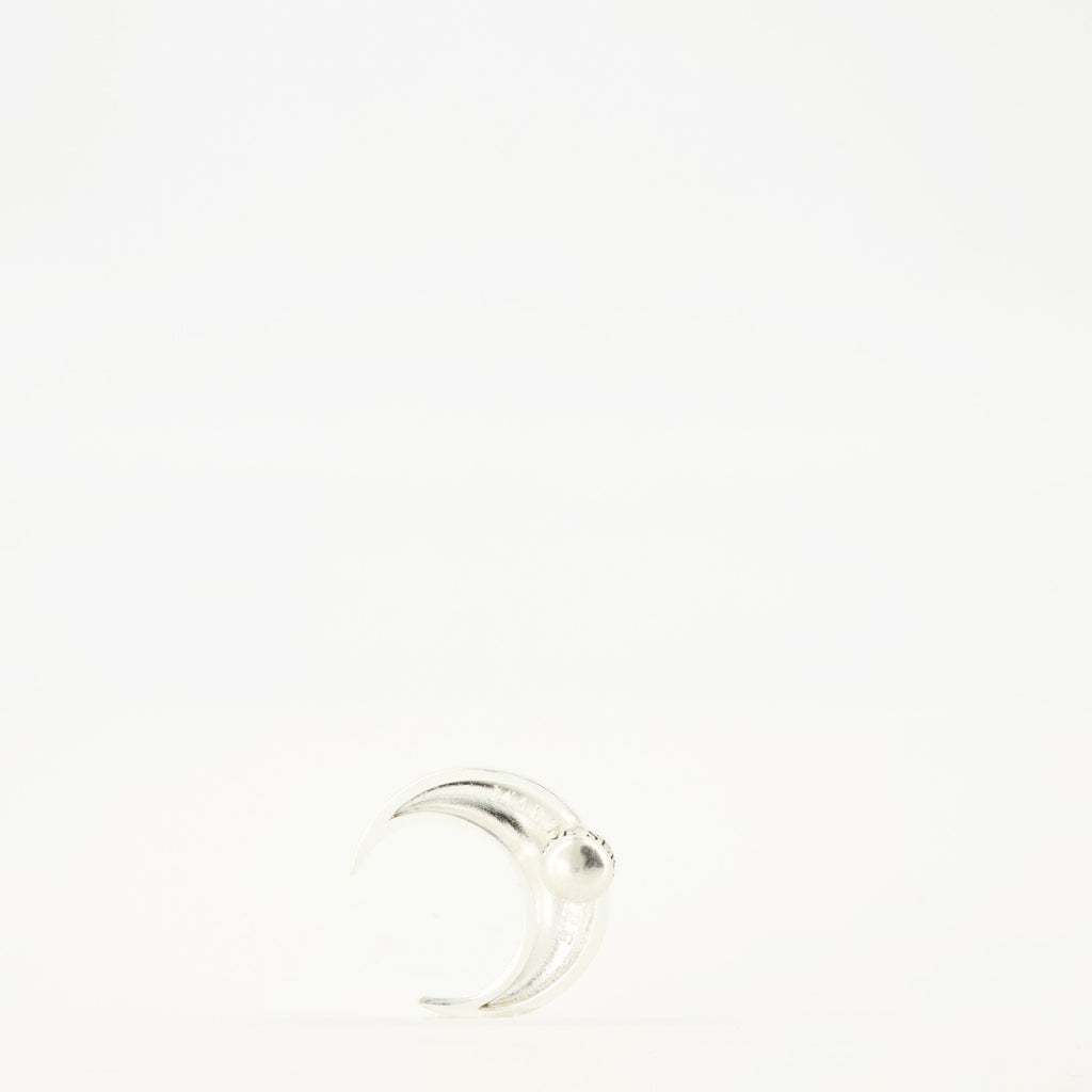 Moon Silver Earrings, Marine Serre Jewelry, Brushed Metal Earrings, Engraved Logo Accessories, Contemporary Jewelry