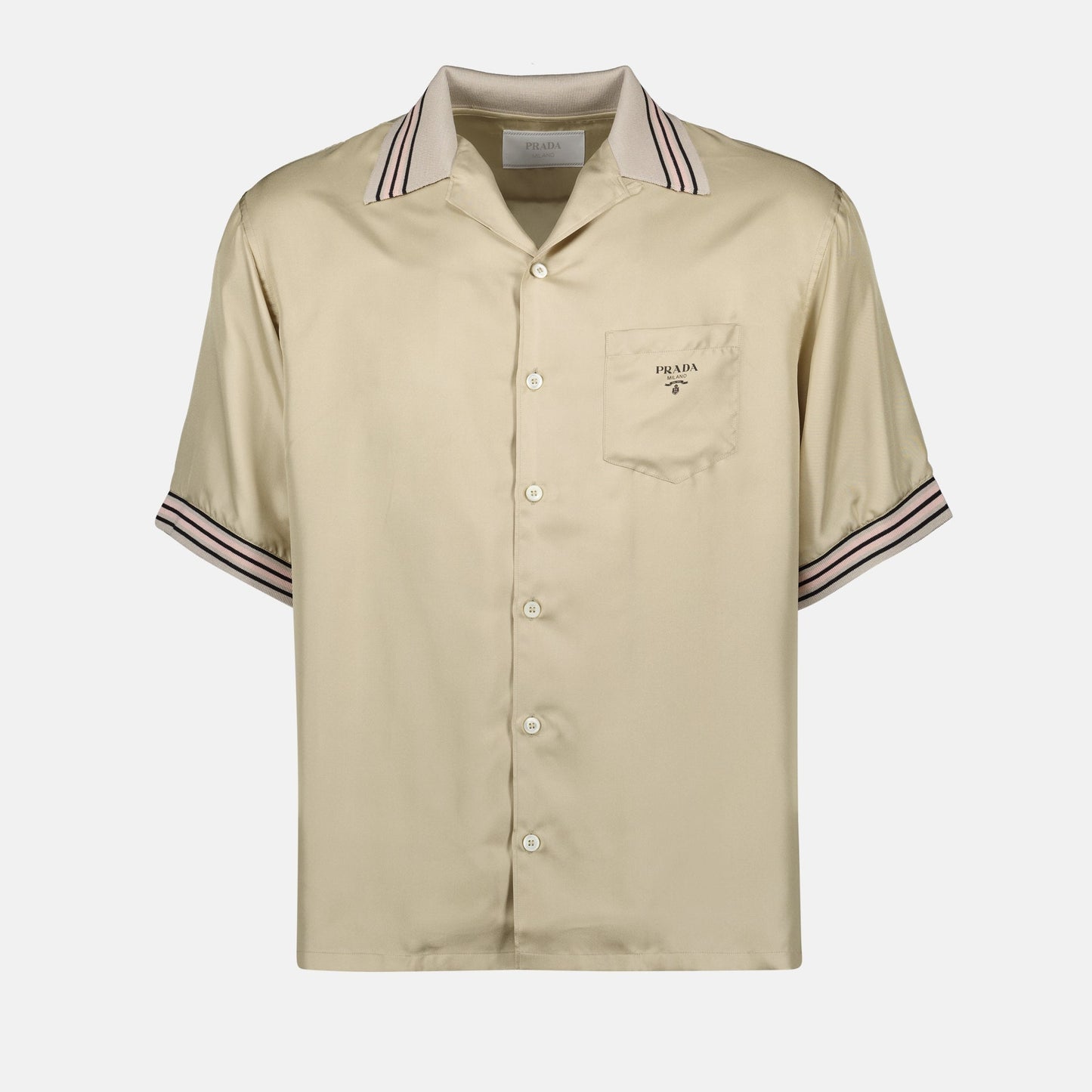 silk shirt, contrast piping, elegant menswear, Spring-Summer 2024, embroidered logo