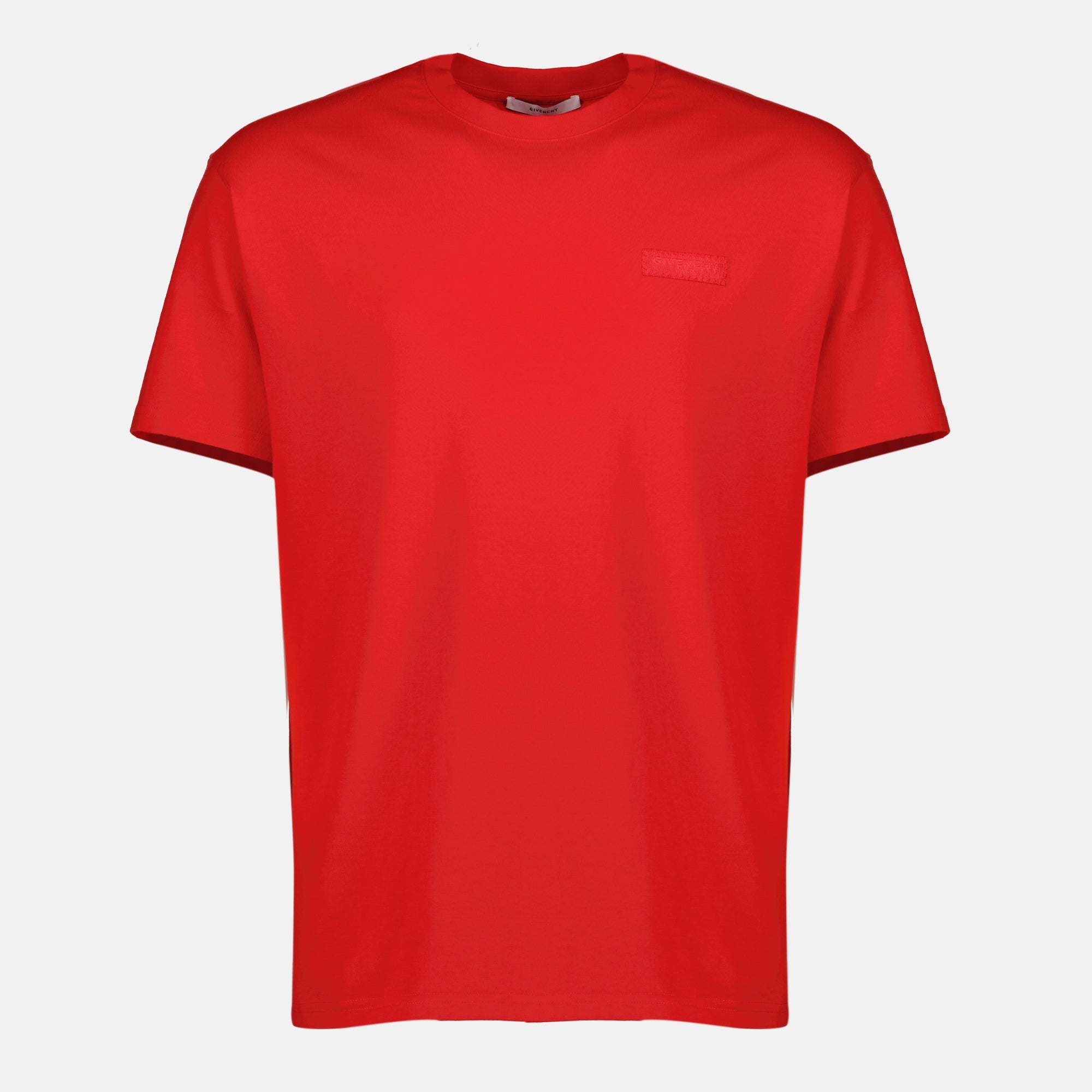 Givenchy t-shirt, red cotton t-shirt, casual wear, designer clothing, short sleeve shirt