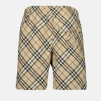 beige checked shorts, Burberry shorts, men's shorts, vintage check shorts, polyester shorts