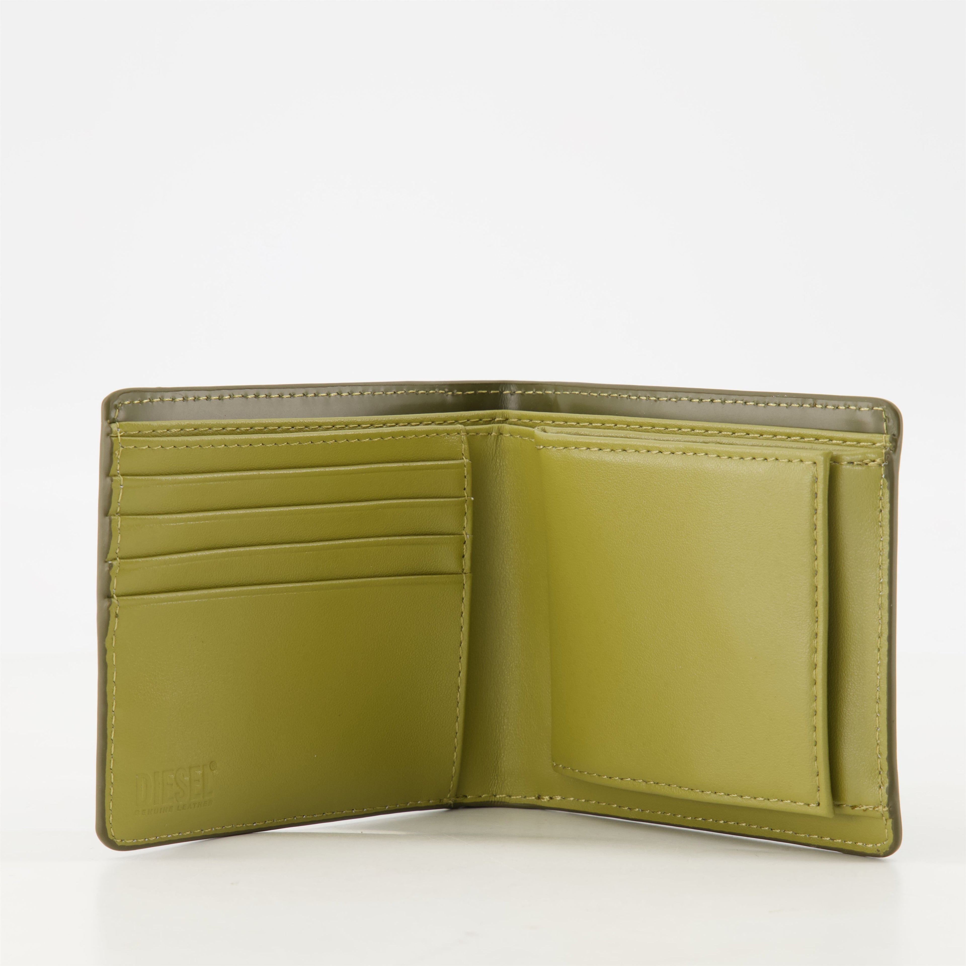 Diesel wallet, khaki leather wallet, unisex wallet, flap closure wallet, Spring-Summer 2025 collection