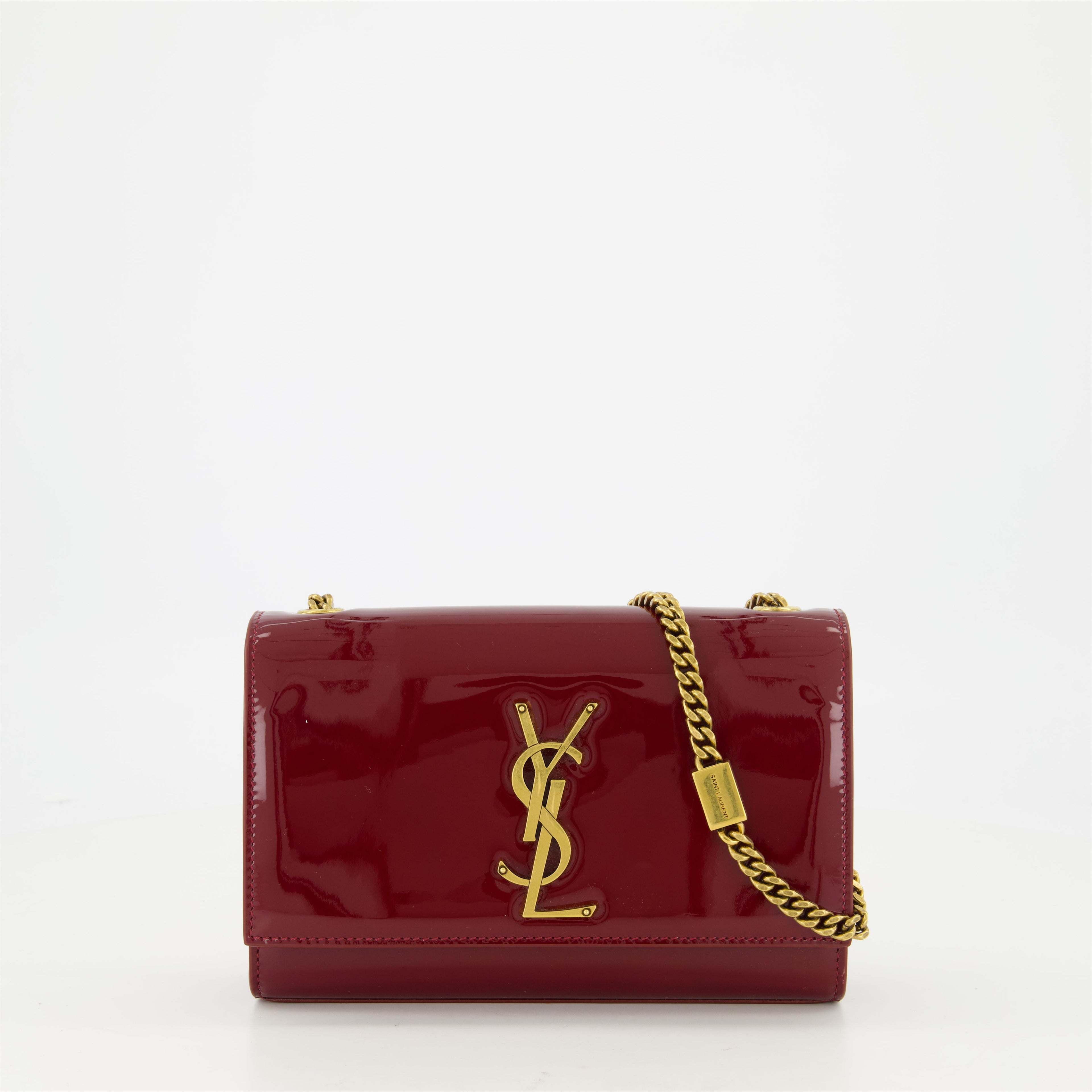 Bordeaux patent bag, Kate bag, designer handbags, elegant accessories, Saint Laurent bag