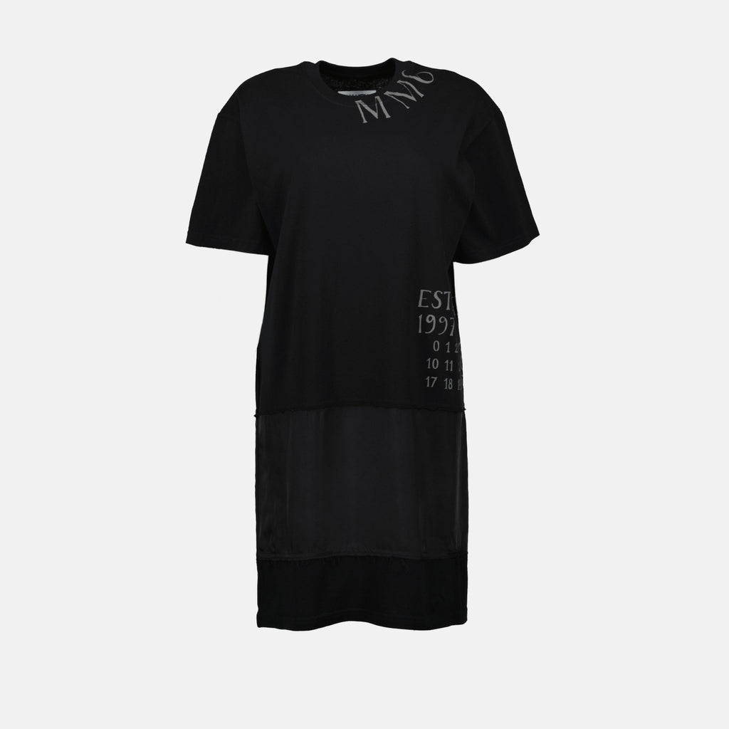 Black T-shirt Dress, Printed Dress, MM6 Collection, Oversized Style, Spring-Summer Fashion