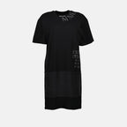 Image of Printed Black T-Shirt Dress by Mm6 for Women - Season Spring-Summer 2025 - Front View