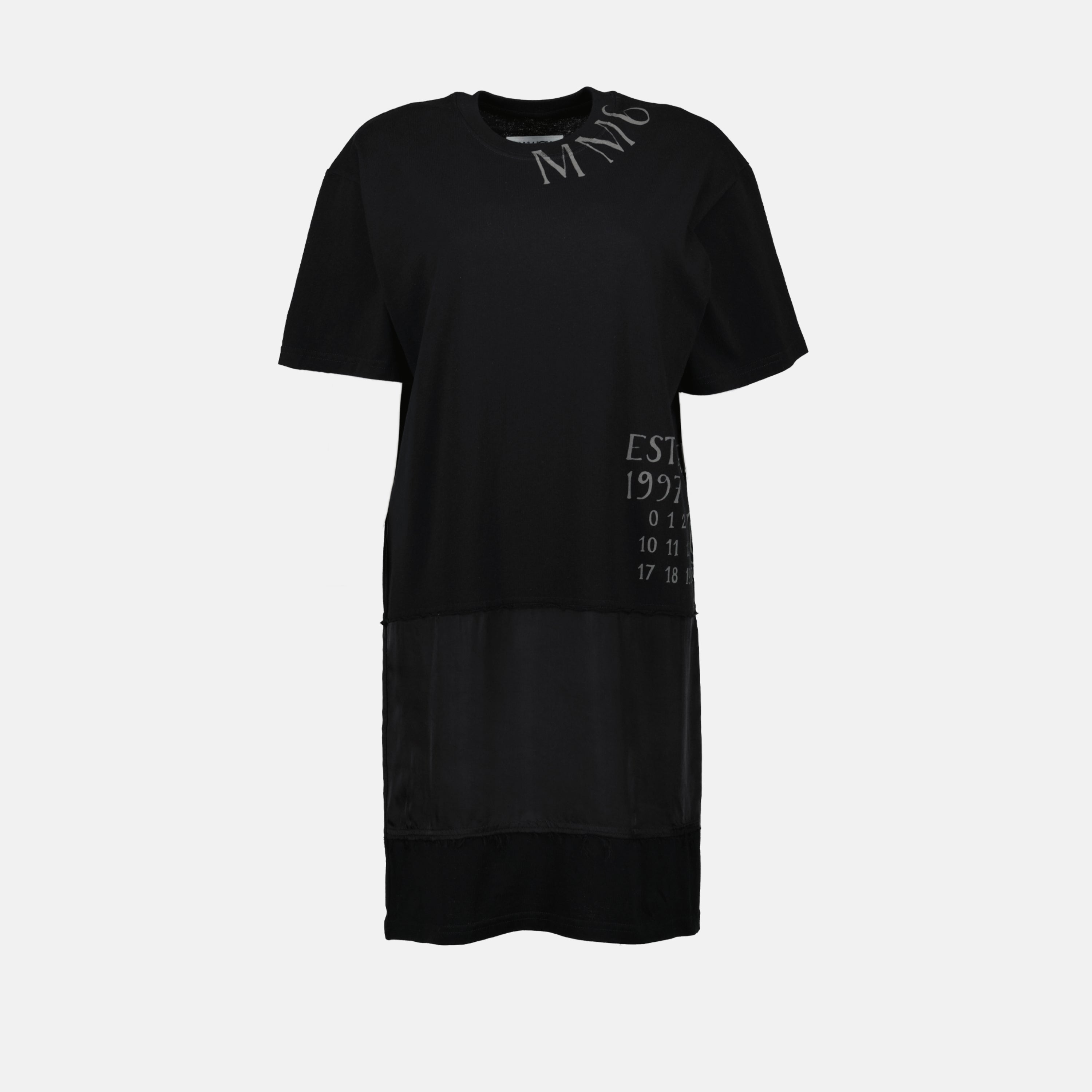 Black T-shirt Dress, Printed Dress, MM6 Collection, Oversized Style, Spring-Summer Fashion