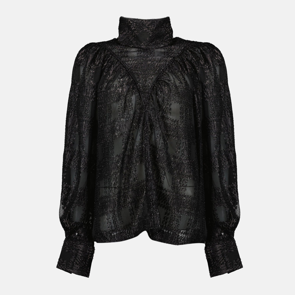 metallic top, Iro clothing, autumn winter fashion, long sleeve top, lurex fabric