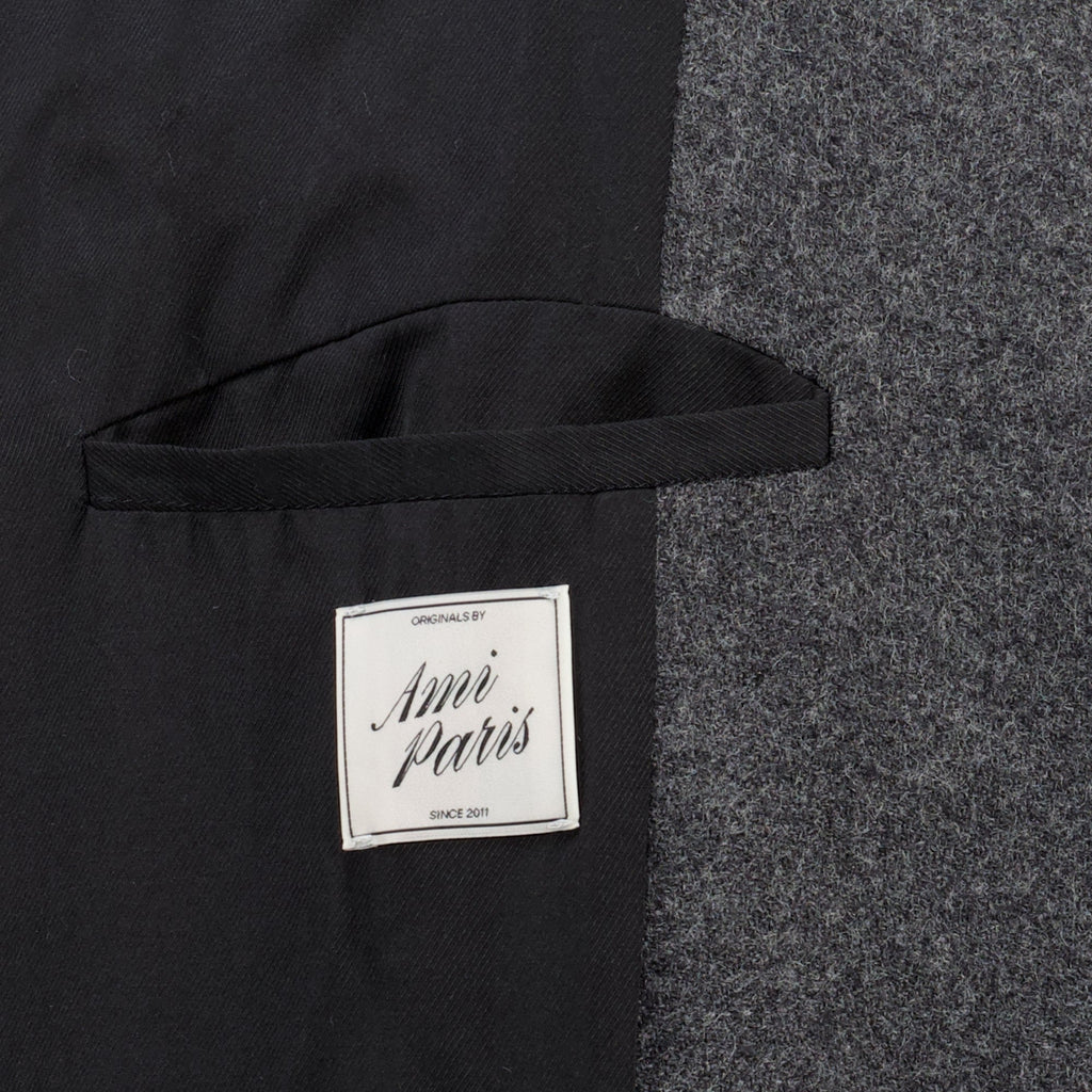 Cappotto lungo in lana grigia