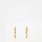 Gold hoop earrings, Versace jewelry, logo earrings, statement accessories, luxury earrings