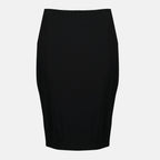 Imagen de la falda lápiz negra Cassandre de Saint Laurent para mujeres - Temporada Otoño-Invierno 2025 - Vista Frontal