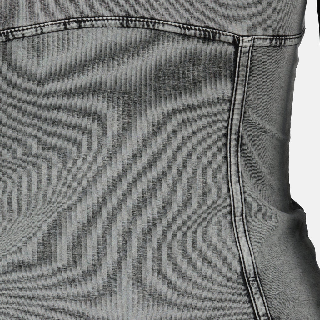 Diesel T-Elin top, denim effect top, slim fit women's top, gray jersey top, chic casual wear