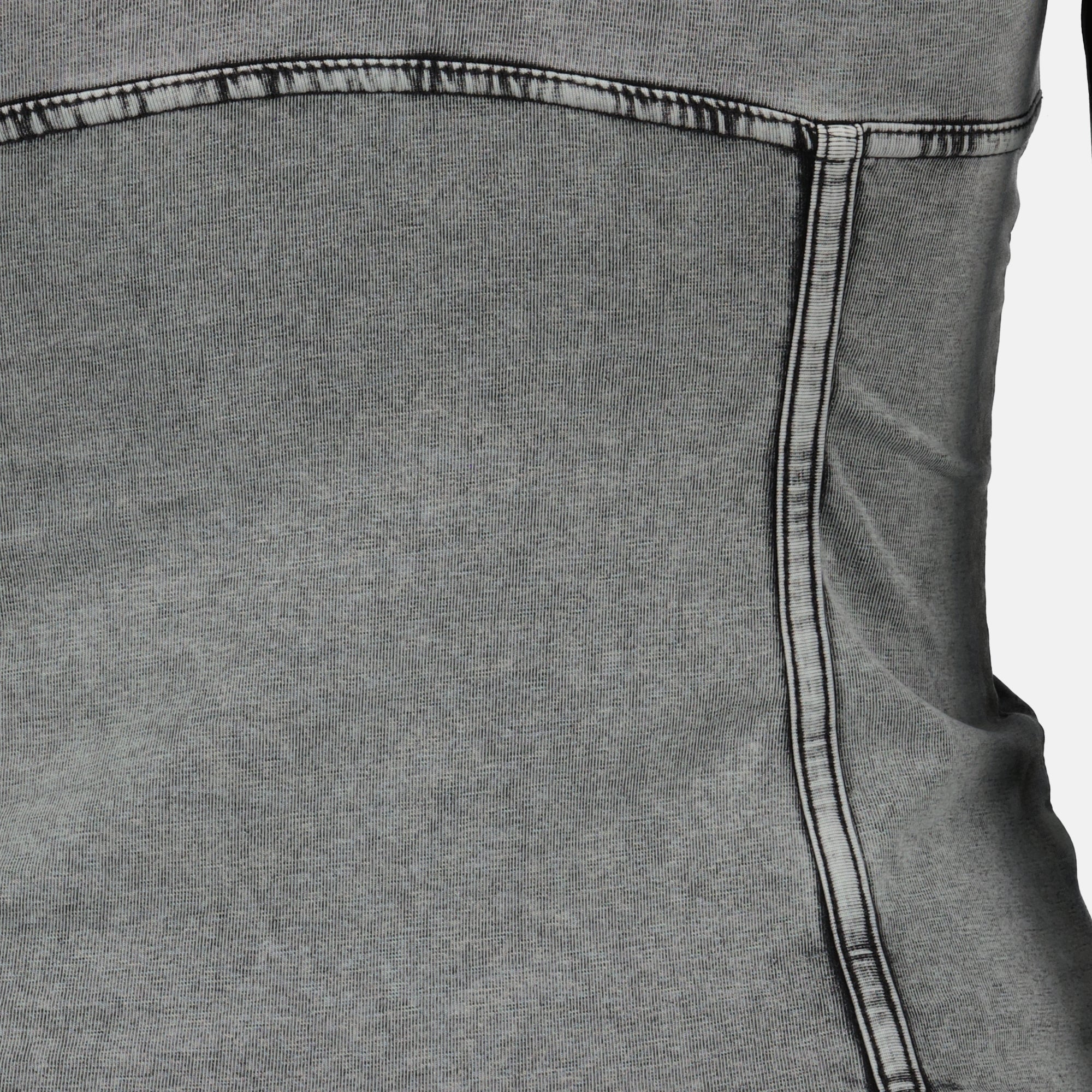 Diesel T-Elin top, denim effect top, slim fit women's top, gray jersey top, chic casual wear