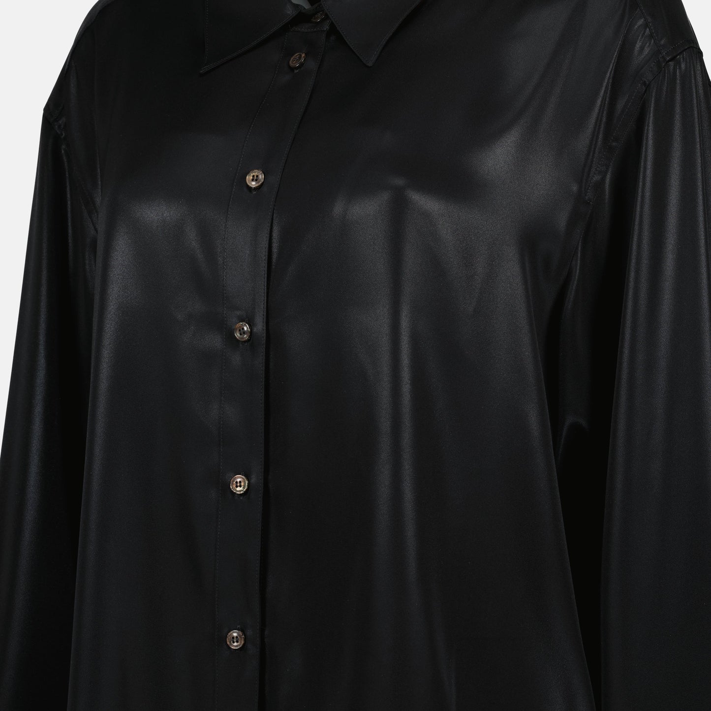 laminated shirt, Diesel black shirt, classic collar shirt, metallic finish shirt, women's casual shirt