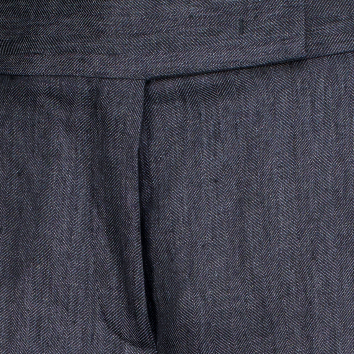 Weit geschnittene Hose aus grauem Fischgrät-Leinen
