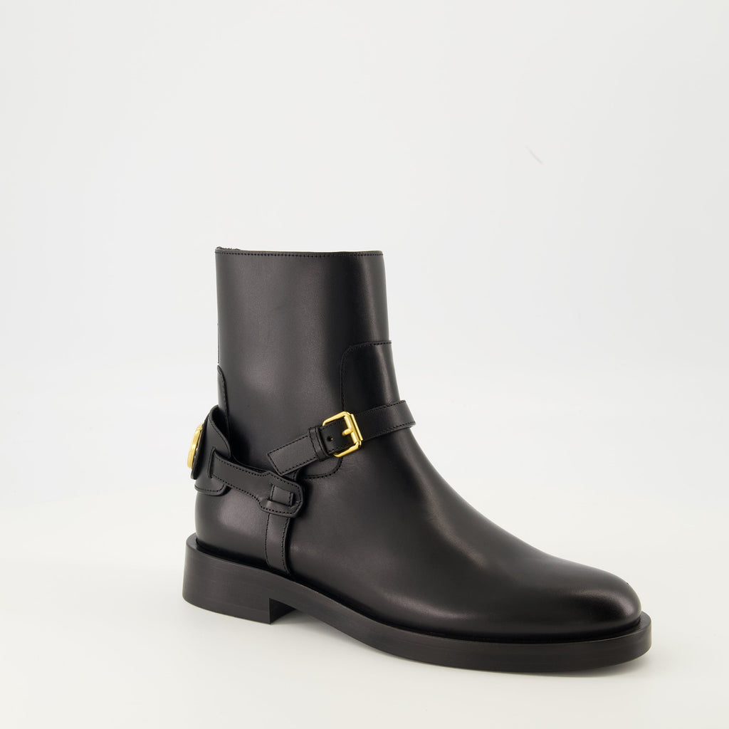 VLogo ankle boots, Valentino Garavani shoes, black leather boots, elegant footwear, designer ankle boots