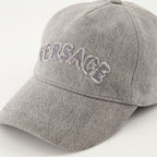 Gray denim headwear, Versace headwear, luxury accessories, Fall-Winter 2024, versatile fashion