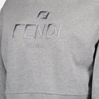 gray sweatshirt, cotton top, Fendi collection, round neckline, fall fashion