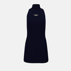 Vestido Canelado de Cuello Alto